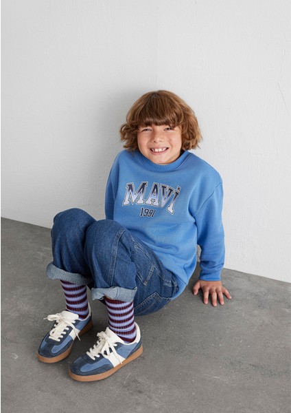 Mavi Logo Bisiklet Yaka Mavi Sweatshirt 6S10163-70724 modelleri