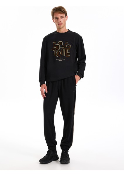 Bisiklet Yaka Baskılı Siyah Erkek Sweatshırt J5WM-SWT7286 fiyatları