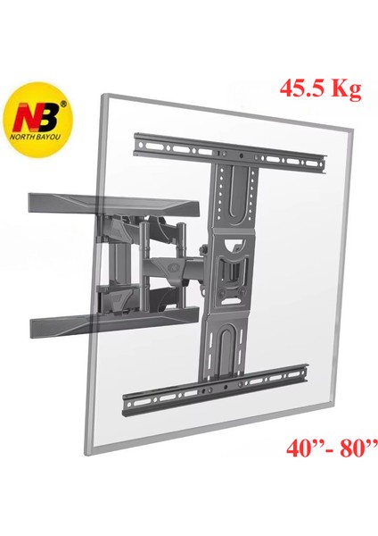 North Bayou Nb P6 40”–80” LED LCD Evrensel Ultra Güçlü Duvar Tipi Tv Askı Aparatı Montaj Aparatı