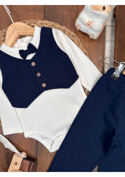 Pamuklu Yelekli Papyonlu 2li Erkek Bebek Takım indirimleri
