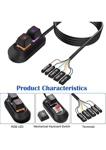 Masaüstü Bilgisayar Güç Anahtarı Güç Kaynağı Kablosu, Harici Pc Power Button Uzatma Kablosu, Bilgisayar Anakartı Için On Off Reset Anahtarı (2 M, Siyah) fiyatları