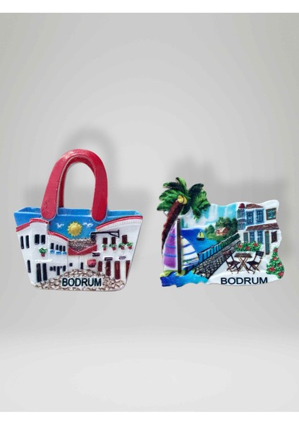 Bodrum Temalı (2 Adet) Kabartmalı Polyester Magnet Buzdolabı Süsü (KOD:919)