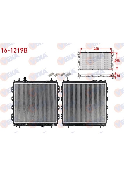 VEKA-16-1219B - Su Radyatoru Brazıng Chrysler Pt Cruıser 2.0, 2.4 2000-2010 A-T/m-T