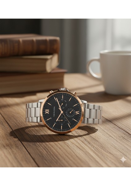 Erkek Kol Saati Altın Renk, Siyah Kadran - Şık Metal Kordon, 2 Yıl Garantili fiyatları