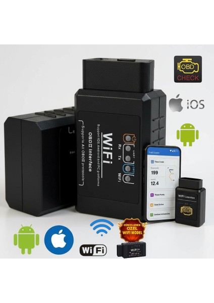 Pro Versiyon V1.5 obd2 Araç Arıza Tespit Cıhazı Arıza Okuma/can Destekli Apple Android Dual Destek Wifi Bluetooth