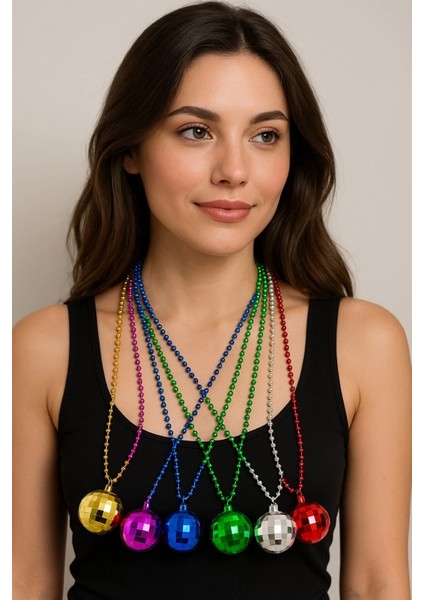 70&amp;#39;ler 80&amp;#39;ler ve 90&amp;#39;lar Temalı Disko Topu Kolye Seti 6 Adet