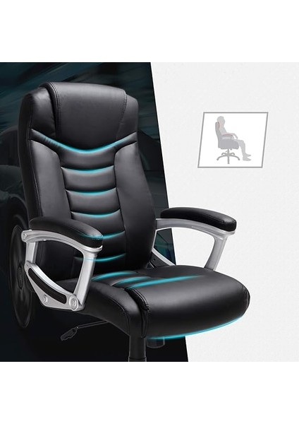 Ergonomik Ofis Koltuğu Yüksekliği Ayarlanabilir Döner Sandalye Sağlam, Dayanıklı, Siyah OBG21B 52X53X122 cm indirimleri