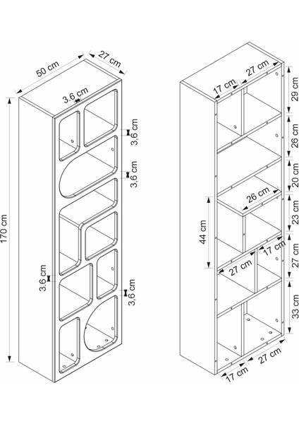 Bohem Kitaplık 170 cm Mebran - Beyaz
