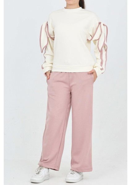 Kız Çocuk Oysho Kumaş Kol Aksesuarlı Geniş Paçalı Alt- Üst Takım 12319 fiyatları