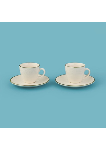 Kitchen Arnea 2'li Fincan Takımı - Krem / Yeşil - 90 ml