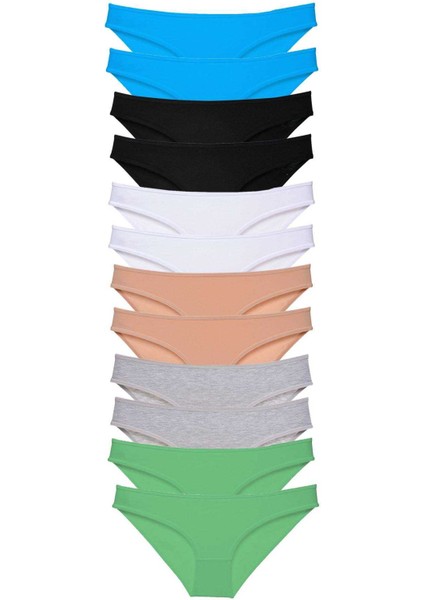 12 Adet Eko Set Likralı Kadın Slip Külot Çok Renkli 5