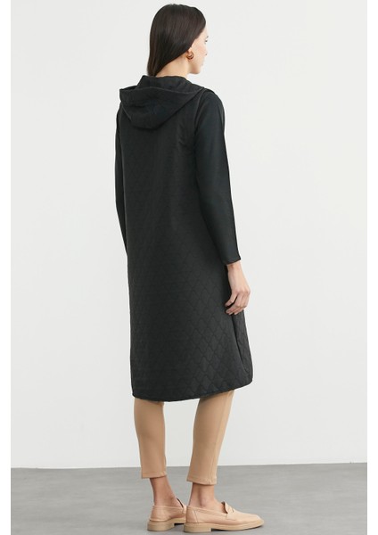 Kapüşonlu Astarsız Tunik Boy Yelek - Siyah indirimleri