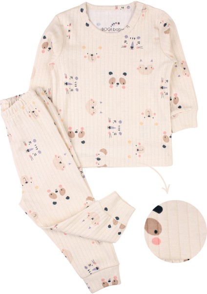 Fitilli Bebek Takımı Desenli Raporlu Alt Üst Takım