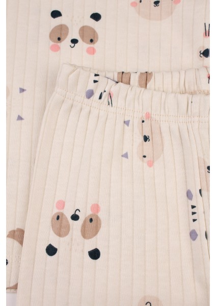 Fitilli Bebek Takımı Desenli Raporlu Alt Üst Takım