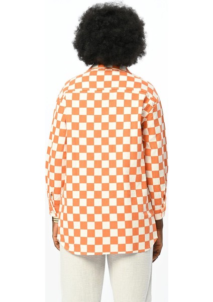 Dama Desenli Turuncu Pamuk Gabardin Gömlek Ceket indirimleri