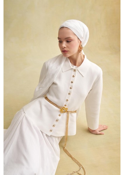 Küpçizgi Jakar Italyan Ipekli Şal Ekru fiyatları