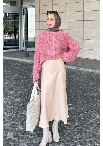 Yumoş Havlu Desen Hırka Pembe