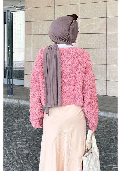 Yumoş Havlu Desen Hırka Pembe fırsatları