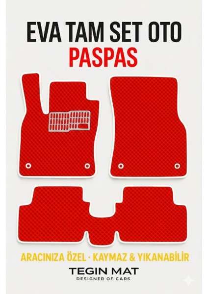 Ds7 2018-2025 Aracınıza Özel Eva Paspas Kırmızı Beyaz | Kaymaz ve Yıkanabilir Taraftar Oto Paspas