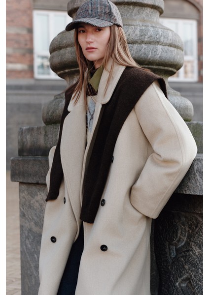 Kruvaze Yün Palto Adaçayı