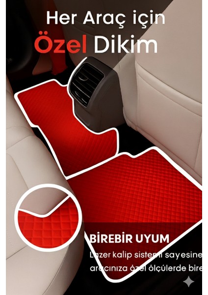 Ds7 2018-2025 Aracınıza Özel Eva Paspas Kırmızı Beyaz | Kaymaz ve Yıkanabilir Taraftar Oto Paspas