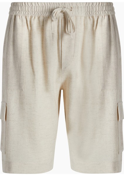 Keten Natürel Kargo Şort Xl