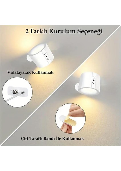 AL-SK-BD80A Çift Yönlü Kumandalı Duvar Aplik Çalışma Lambası 3000K-4000K-6500K modelleri