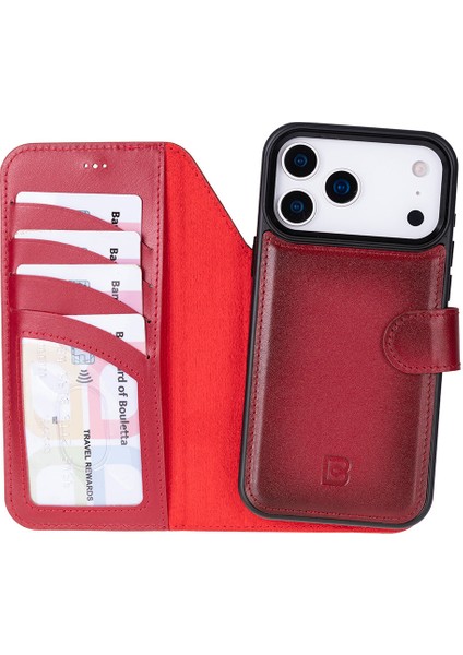 iPhone 17 Pro Max Uyumlu Hakiki Deri Magsafe ve Rfıd Koruma Özellikli Çıkarılabilir Cüzdanlı Kılıf