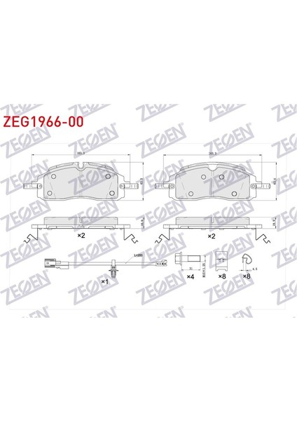 ZEGEN-ZEG1966-00 - Fren Balata On Fıslı Aksesuarlı Ford Transıt Custom (V710, V363) 2023- (Kısa Tıp)