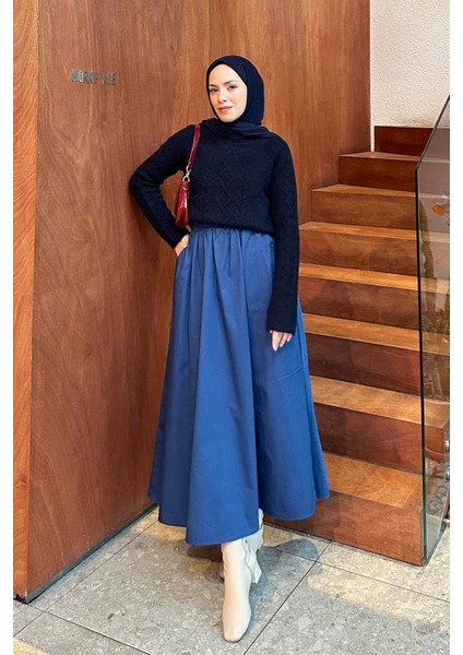 Örgülü Kazak Lacivert