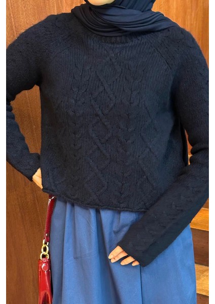 Örgülü Kazak Lacivert modelleri