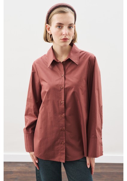 Geniş Manşetli Klasik Gömlek Tarçın Kabuğu fiyatları