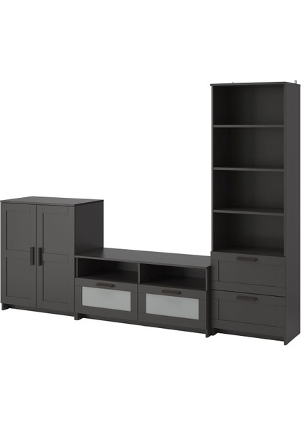 Tv ünitesi, siyah, 258x41x190 cm