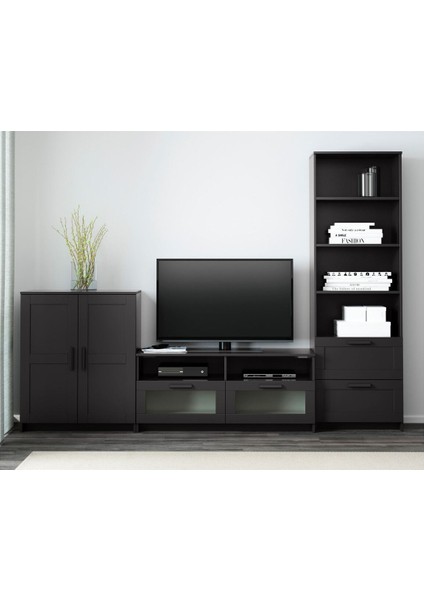 Tv ünitesi, siyah, 258x41x190 cm fiyatları