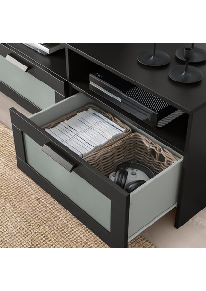 Tv ünitesi, siyah, 258x41x190 cm fırsatları