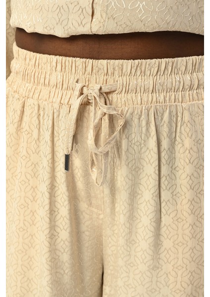 Kadın Beli Lastikli Bol Paça Desenli Pantolon fiyatları