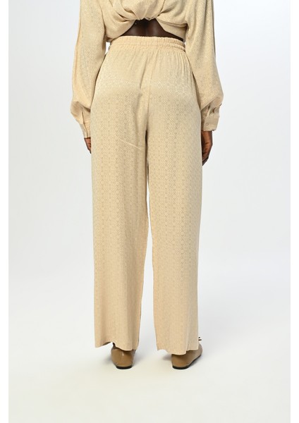 Kadın Beli Lastikli Bol Paça Desenli Pantolon modelleri