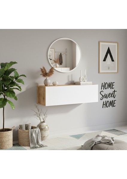Lia Aynalı Dresuar Kapaklı Hol Antre Duvara MONTE100CM Çam - Beyaz fiyatları