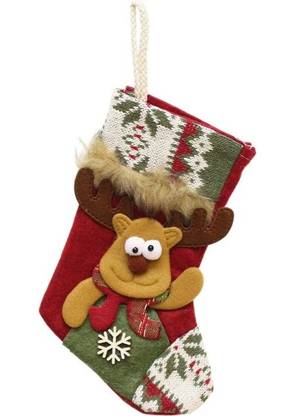 Yılbaşı Çorabı Geyik Figürlü Desenli Şömine Dekoru Hediyelik Çorap 22 cm fiyatları