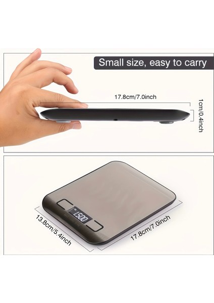 Dijital Mutfak Terazisi Paslanmaz Çelik Elektronik LCD Ağırlık 5 kg Ölçeklii Pişirme Ölçü Aleti ( Lisinya )