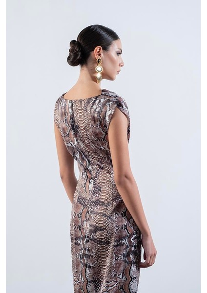 Ormano Degaje Yaka Kolsuz Belde Düğüm Yırtmaçlı Elbise Kahve fırsatları