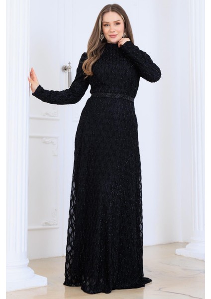 Lina Tesettür Abiye Elbise Siyah