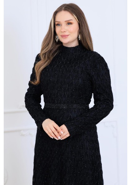 Lina Tesettür Abiye Elbise Siyah fiyatları