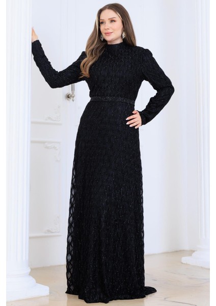 Lina Tesettür Abiye Elbise Siyah modelleri