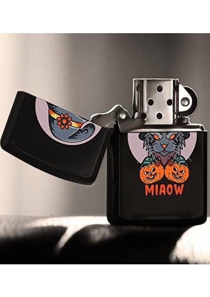 Happy Halloween Tasarımlı Renkli Baskılı Siyah Benzinli Metal Çakmak modelleri