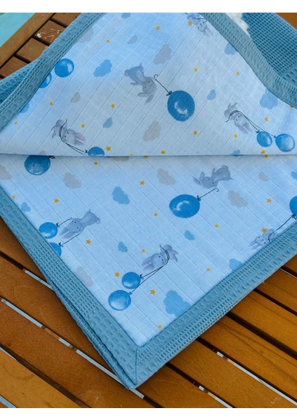 Ftbabycollection Çift Taraflı Kişiye Özel Isim Nakışlı Waffle Pike & Müslin Bebek BATTANIYESI 90X100 CM indirimleri