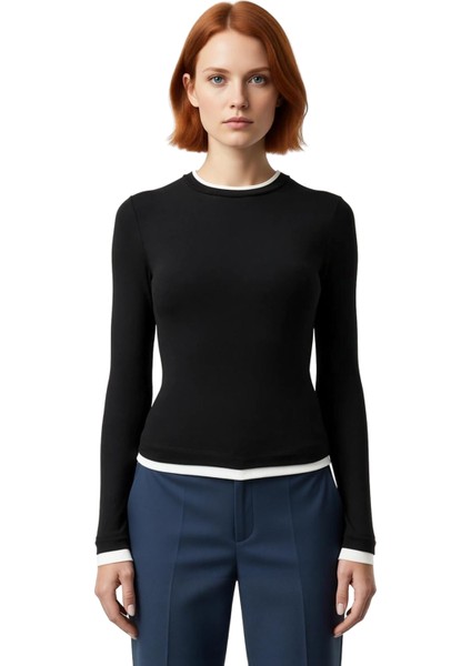 Kadın Şık Regular Dik Yaka Slim Kalıp Örme Fitted Vücuda Oturan Viskon Yumuşak Kumaşlı Esnek Bluz fiyatları