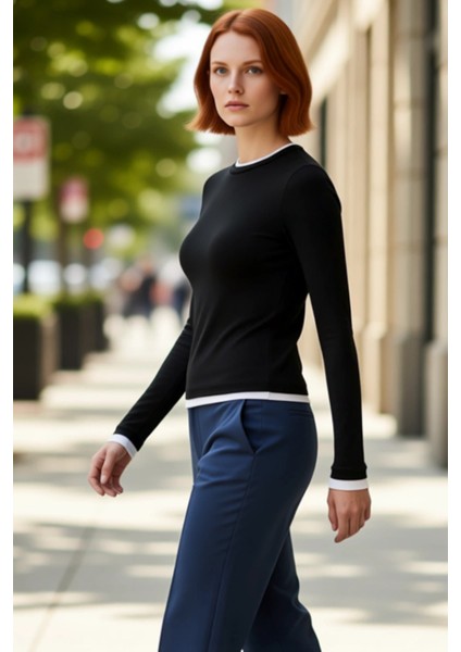 Kadın Şık Regular Dik Yaka Slim Kalıp Örme Fitted Vücuda Oturan Viskon Yumuşak Kumaşlı Esnek Bluz fırsatları