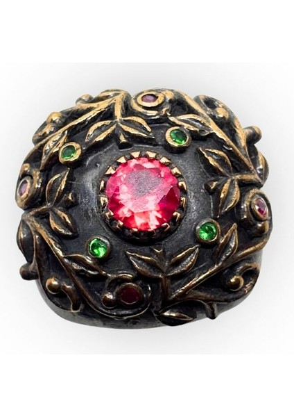 Yakut Zümrüt Taşlı Siyah Gümüş Kadın Yüzük fiyatları