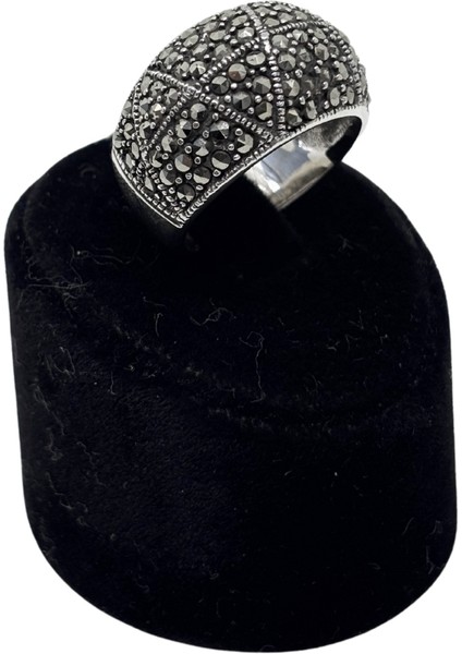 Markazit Taşlı Kubbe Gümüş Kadın Yüzük- Mk2